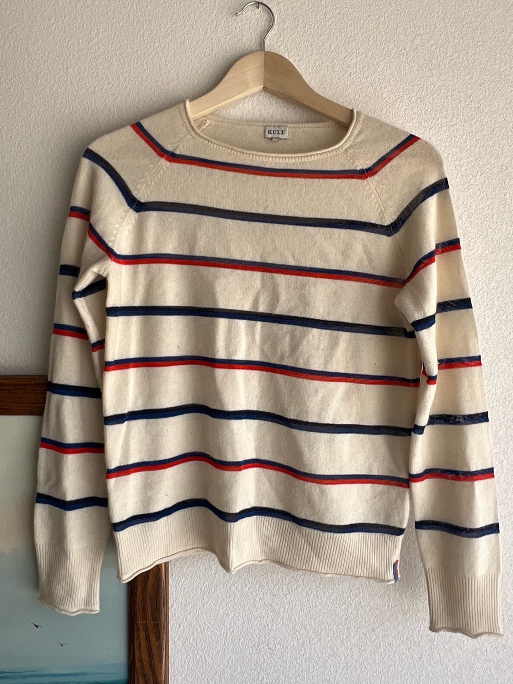 Kule brand cashmere blend striped knit crewneck sweater